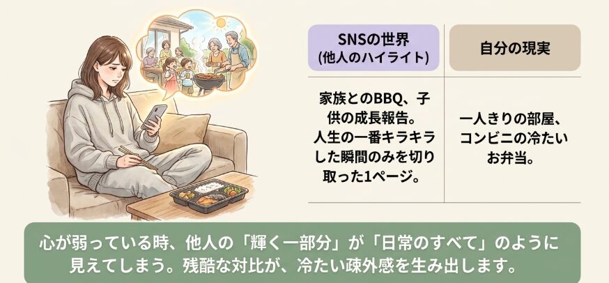 SNSを見て他人と比較してしまう