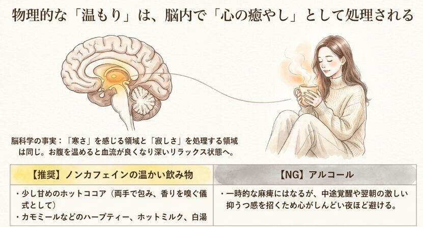 温かい飲み物で心身を落ち着ける