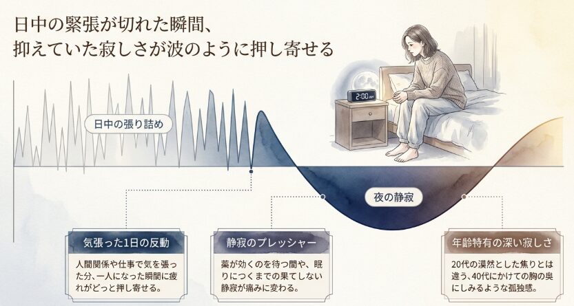 一日の疲れとストレスによる不安感