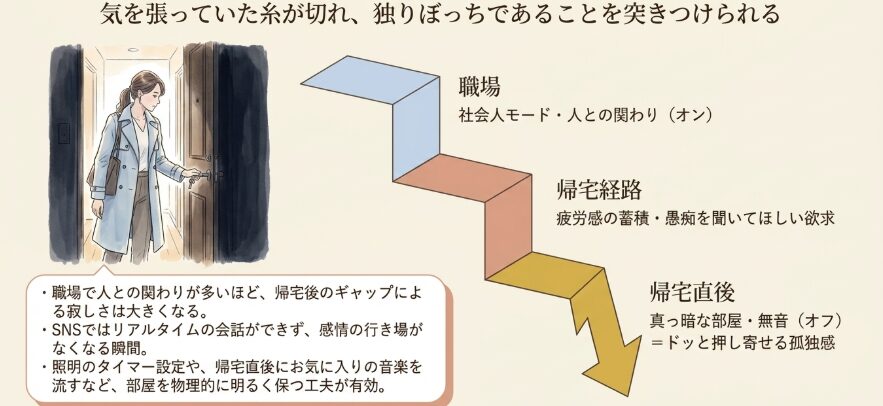 仕事で疲れて誰もいない家に帰った時