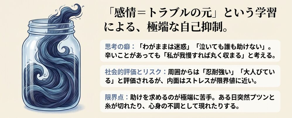 感情を抑え込む我慢強い性格