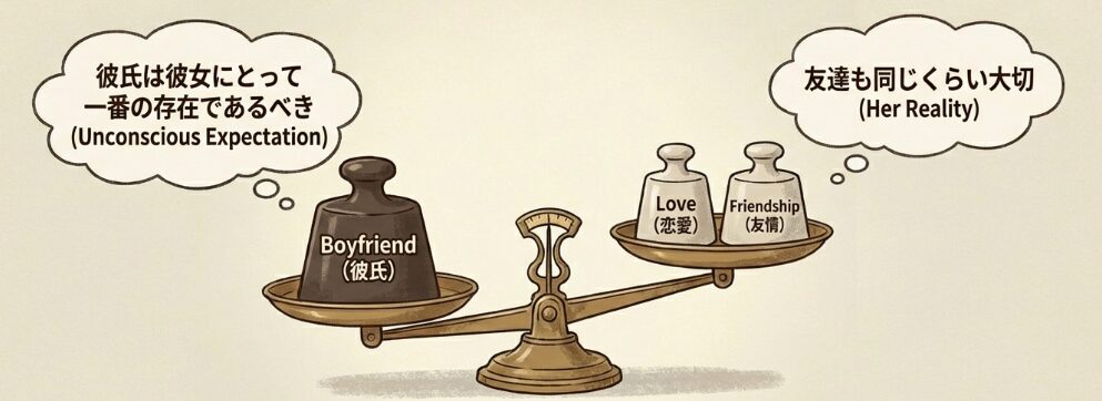 自分より友達を大切にする彼女への不満