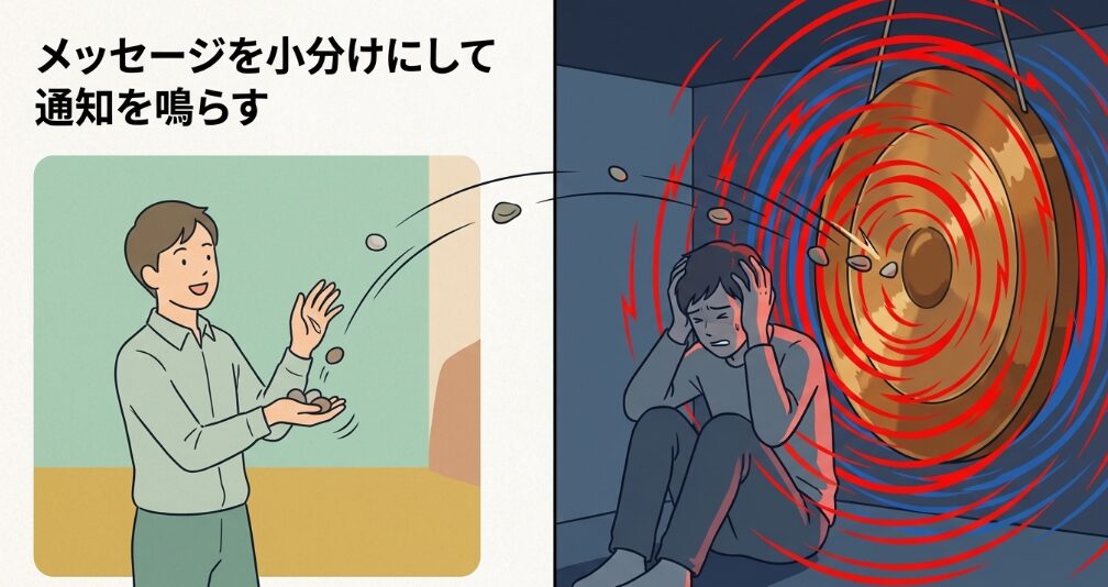 メッセージを小分けにして通知を鳴らす