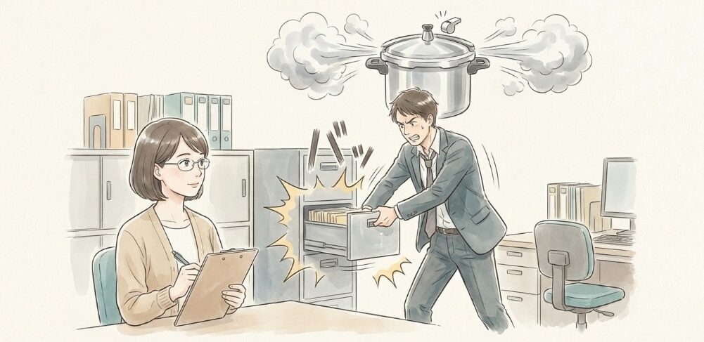 職場で見かけるドアを乱暴に扱う人の背景