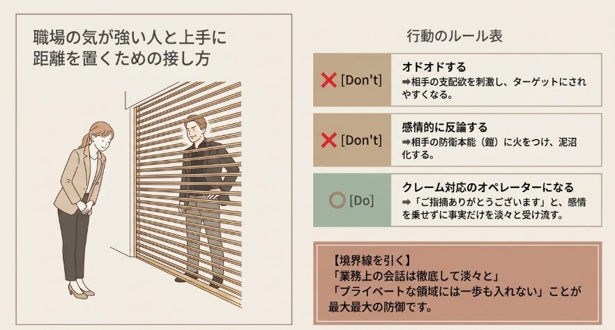 職場の気が強い人と上手に距離を置くための接し方