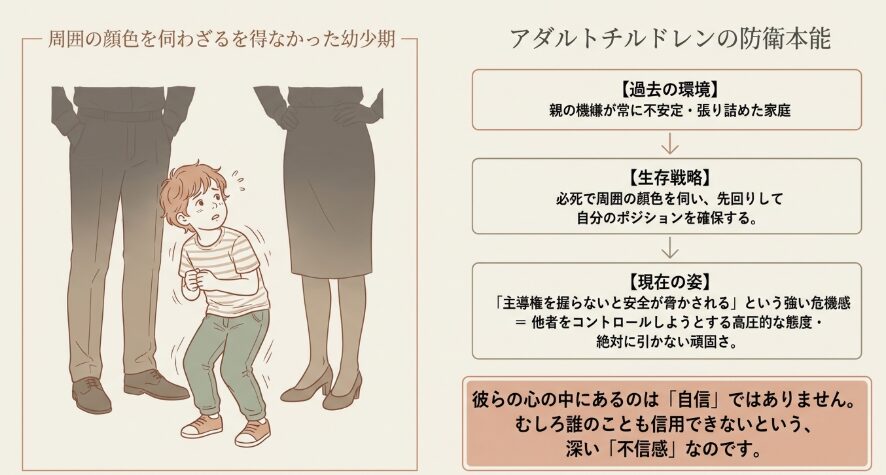 周囲の顔色を伺わざるを得なかった幼少期