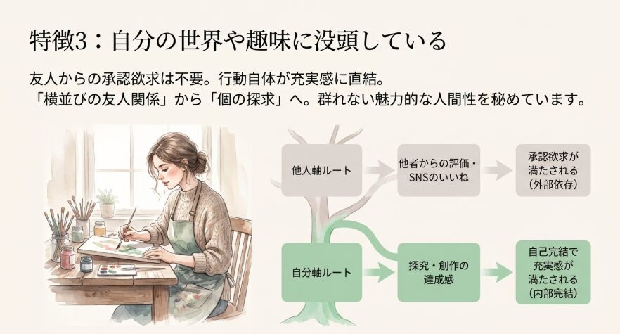 自分の世界や趣味に没頭している
