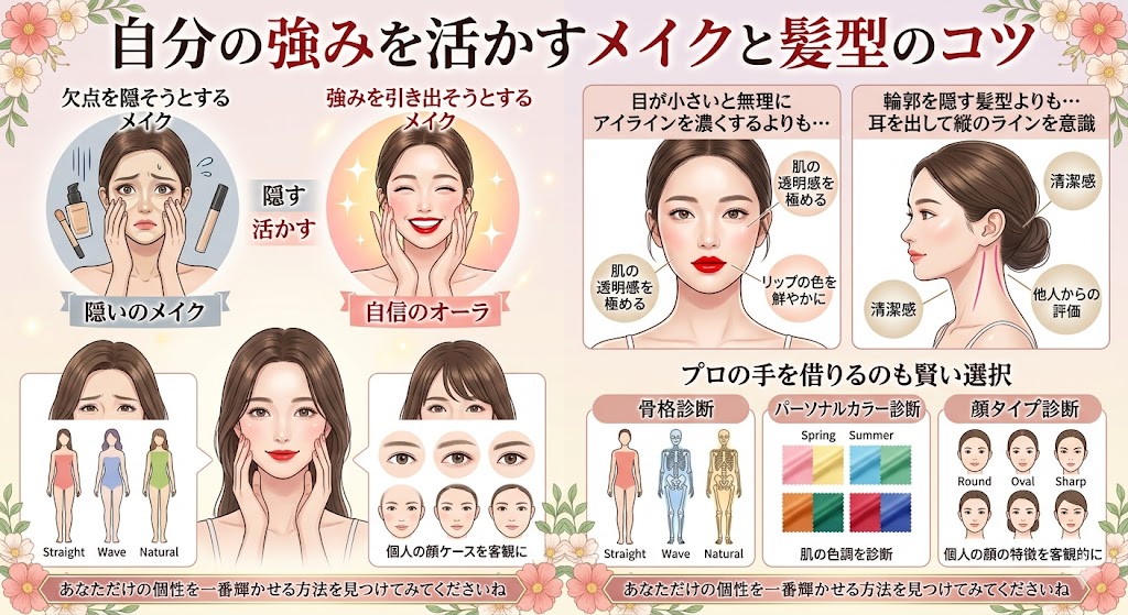 自分の強みを活かすメイクと髪型のコツ