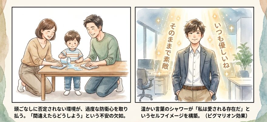否定されない環境でのびのび過ごした経験