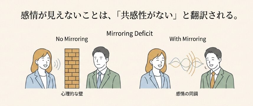感情が見えない表情と会話のリアクション