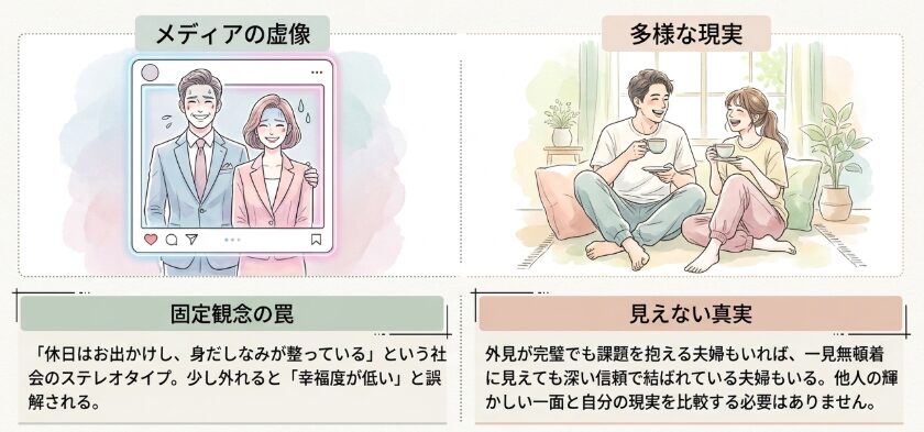 夫婦の幸福度と社会的なイメージのつながり