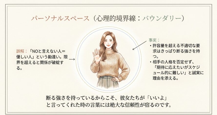 境界線を適切に保ち断る強さを持っている