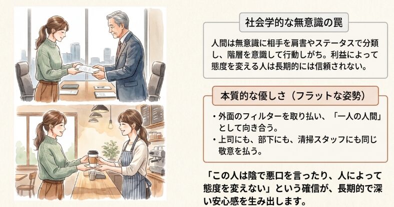誰に対しても変わらない態度で接する