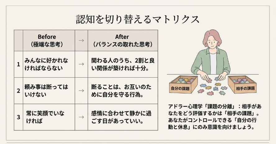 心理学から学ぶ心が軽くなる思考の切り替え
