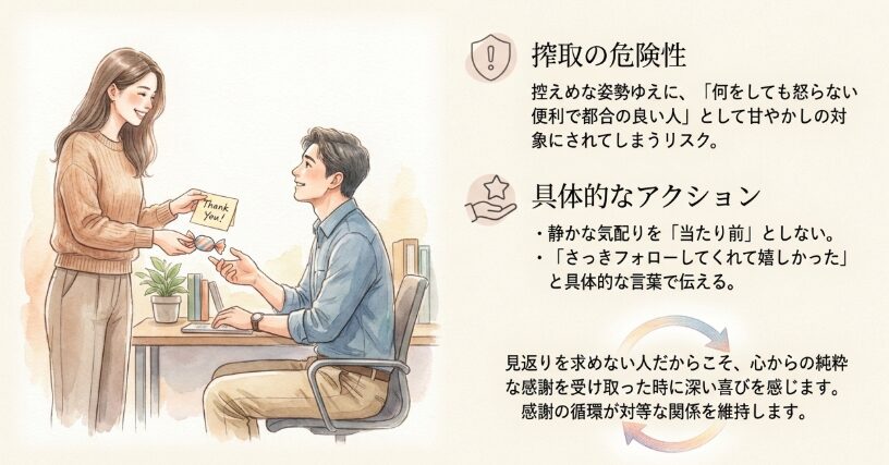 相手の親切を当たり前と思わずに感謝する