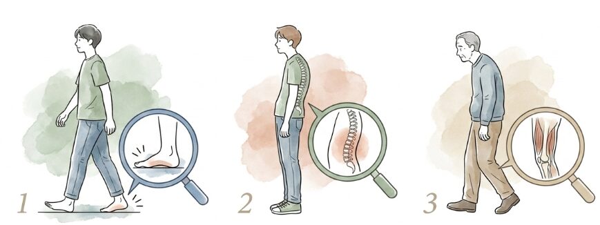 骨格や歩行癖による構造的な原因