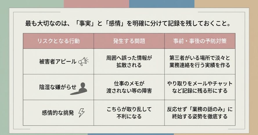 嫌がらせや被害者ぶる行動への注意点と対策