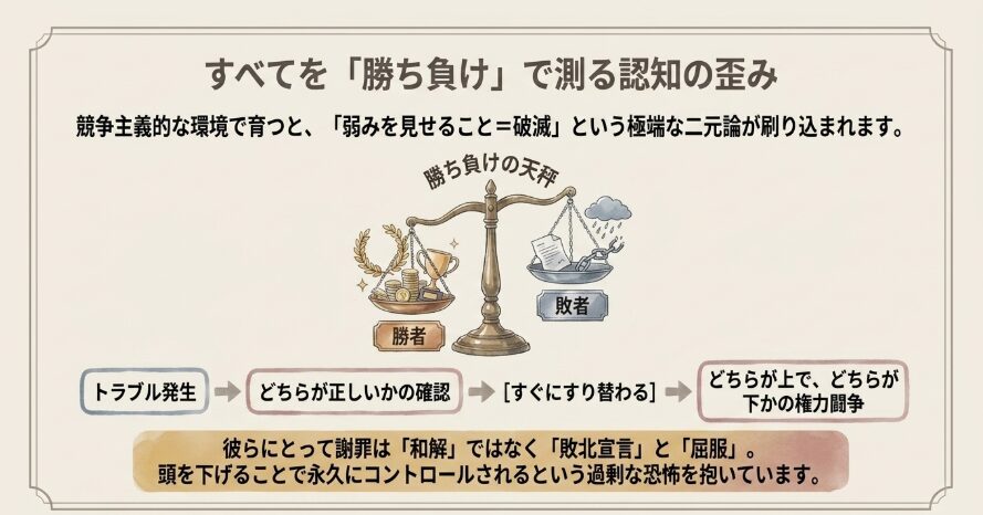 謝ることは負けという価値観のすり込み