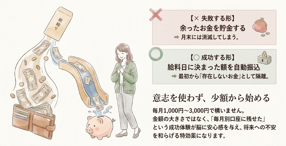 少額から始める無理のない先取り貯金の仕組み作り
