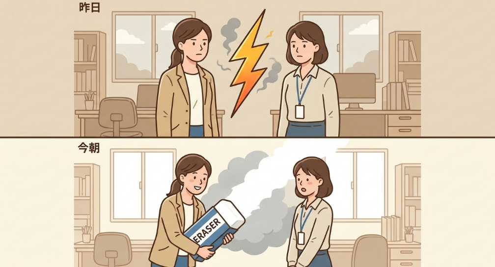 嫌な空気を持ち越さず普段通りに挨拶する